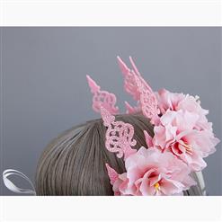 Elegant Charming Pink Flower Crown Headband Wedding Headwear MS17543