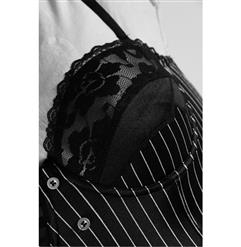 Fashion Sexy Black Straps Lace Stripe Bustier N10014