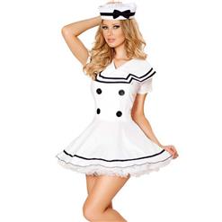 Women's Sailor Costume, Sexy Costume, Cheap White Sailor Costume, Hot Sale Halloween Costume, #N10036