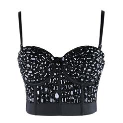 Black Studded Gem B Cup Bustier Bra N10058