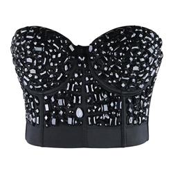 Black Studded Gem B Cup Bustier Bra N10058