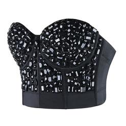 Black Studded Gem B Cup Bustier Bra N10058