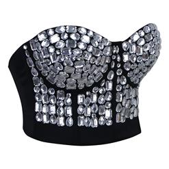 Sliver Studded Gem B Cup Black Bustier Bra N10059