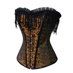 Mysterious Women Brocade Embroidery Boned Overbust Corset N10064