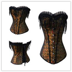 Mysterious Women Brocade Embroidery Boned Overbust Corset N10064