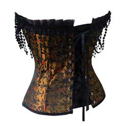 Mysterious Women Brocade Embroidery Boned Overbust Corset N10064