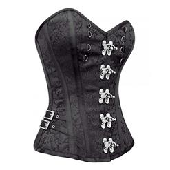 Noble Black Jacquard Weave Fabric Steel Bone Overbust Corset N10066