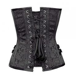 Noble Black Jacquard Weave Fabric Steel Bone Overbust Corset N10066