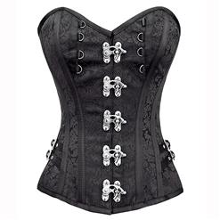 Noble Black Jacquard Weave Fabric Steel Bone Overbust Corset N10066