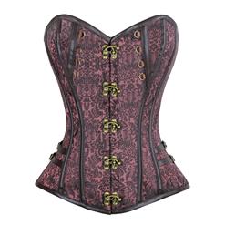 Noble Brown Jacquard Weave Fabric Steel Bone Overbust Corset N10067