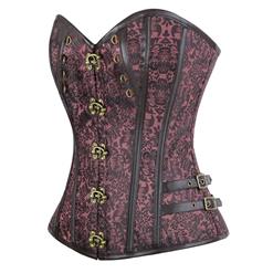 Noble Brown Jacquard Weave Fabric Steel Bone Overbust Corset N10067