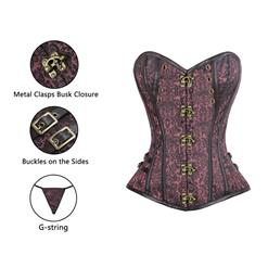 Noble Brown Jacquard Weave Fabric Steel Bone Overbust Corset N10067