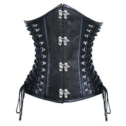 Women's Vintage Black Jacquard Weave Steel Bone Underbust Corset N10170