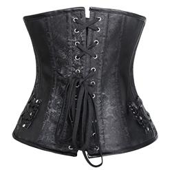 Punk Fashion Black Steel Bone Artificial Leather Weave Underbust Corset N10208