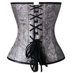 Steampunk Vintage Black Steel Bone Faux Leather Zipper Overbust Corset N10248