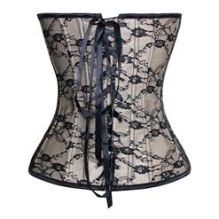 Noble Apricot Strapless Lace Trim Ruffles Bust Overbust Corset N10272