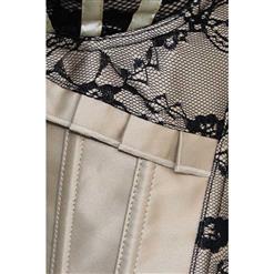 Noble Apricot Strapless Lace Trim Ruffles Bust Overbust Corset N10272