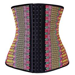 Exclusive Colorful Steel Bone Latex Geometric Patterns Underbust Corset N10320