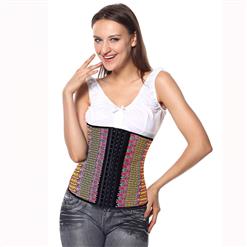 Exclusive Colorful Steel Bone Latex Geometric Patterns Underbust Corset N10320