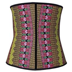 Exclusive Colorful Steel Bone Latex Geometric Patterns Underbust Corset N10320