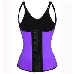 Steel Bone Vest Corset, Latex Underbust Corset, Purple Underbust Corset, Women's Waist Cincher Vest Corset, #N10342