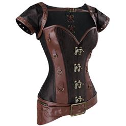 Steampunk Steel Bone Overbust Corset with Jacket & Belt N10345