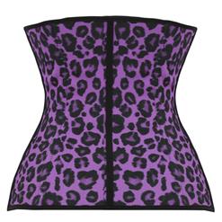 Sexy Purple Steel Bone Latex Leopard Patterns Underbust Corset N10361