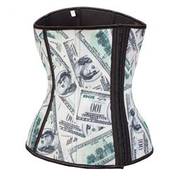 New Style Latex 9 Steel Bone United States Dollar Pattern Underbust Corset N10362