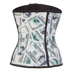 New Style Latex 9 Steel Bone United States Dollar Pattern Underbust Corset N10362