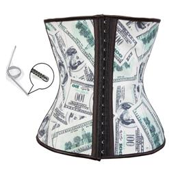 New Style Latex 9 Steel Bone United States Dollar Pattern Underbust Corset N10362