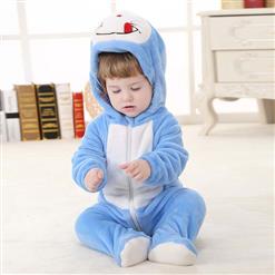 Spring Baby Blue Flannel Cat Doraemon Romper N10388