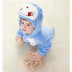 Spring Baby Blue Flannel Cat Doraemon Romper N10388