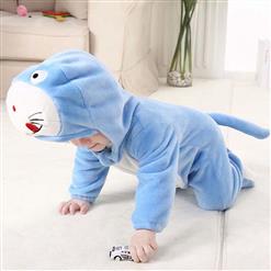 Spring Baby Blue Flannel Cat Doraemon Romper N10388