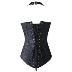 Fashion Noble Black Halter Jacquard Steel Boned Outerwear Corset N10556