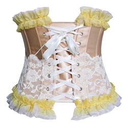 Fashion Sexy Gold Artificial Silk Lace Ruffles Underbust Corset N10573