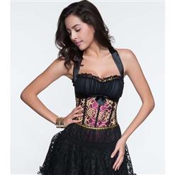 Fashion Women's Outerwear Corset, Purple and Gold Overbust Corset, Halter Neck Corset, Hot Sale Halloween Corset, #N10578