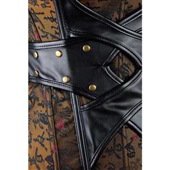 Punk Vintage Brocade Embroidery Boned Overbust Corset N10579