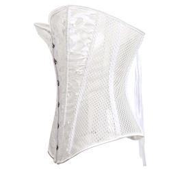 Sexy White Net Hollow Out Flowers Design Busk Closure Bustier Corset N10601