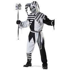 Men's Circus Costume, Scary Costume, Black and White Clown Costume, Men's Halloween Costume, #N10611