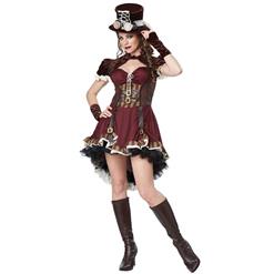 Sexy Halloween Costume, Steampunk Girl Brown Costume, Adult Steampunk Girl Sexy Costume, Cheap Women's Costume, #N10612