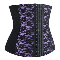 9 Steels Fashion Purple and Black Lace Waist Cincher Plus Size Bustier Corset N10617