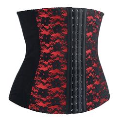 9 Steels Fashion Red and Black Lace Waist Cincher Plus Size Bustier Corset N10618