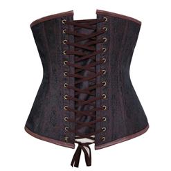 Vintage Brown Jacquard Steel Boned Underbust Corset N10634