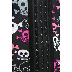 9 Steels Crazy Sexy Skulls Print Waist Training Cincher Halloween Corset N10635