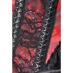 Fashion Steel Boned Red Jacquard Lace Trim Overbust Corset N10638