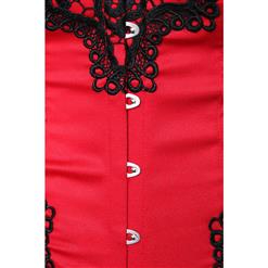 Sexy Red and Black Strapless Floral Embroidery Plus Size Corset Dress N10666