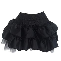 Hot Sale Fashion Black Satin Pleated Plus Size Skirt HG10719