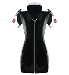 Sexy Black PVC Nurse Costume N10724