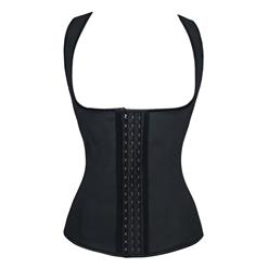 Hot Sale Black Latex Steel Boned Waist Cincher Underbust Corset Vest N10730