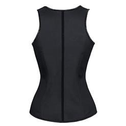 Hot Sale Black Latex Steel Boned Waist Cincher Underbust Corset Vest N10730